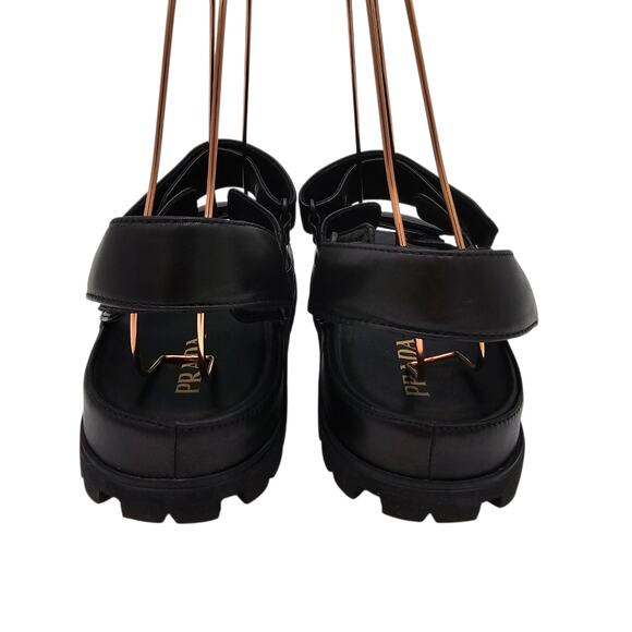 Prada Quilted Padded Strap Slingback Dad Sandal Black Leather Size 39.5 US 9.5 - Picture 4 of 12